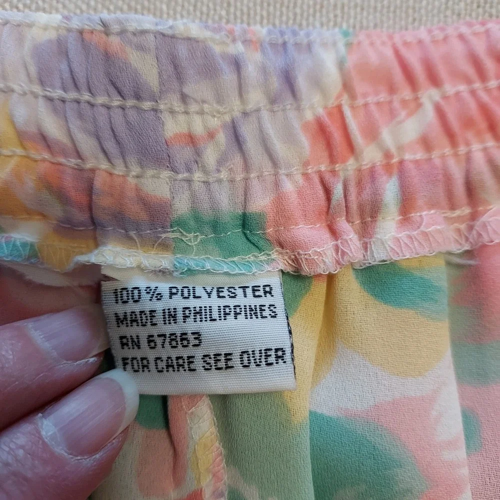 Vintage Floral Pleated Midi Skirt Women's Pastel Summer Flowy Casual Cottagecore - Picture 5 of 6